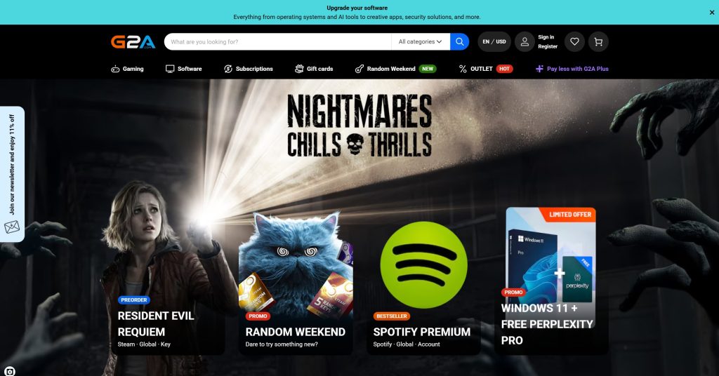 G2A homepage screenshot